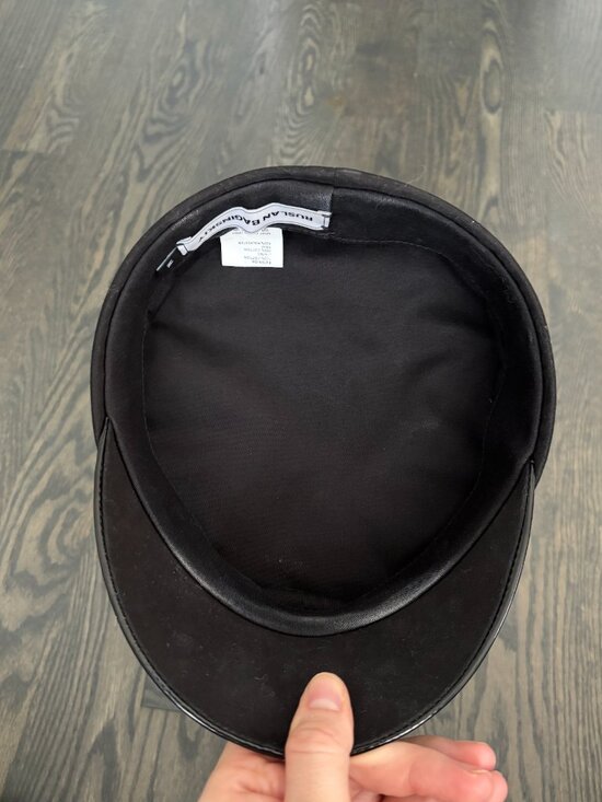 Ruslan Baginsky Black Wool Baker Boy Cap in Medium
